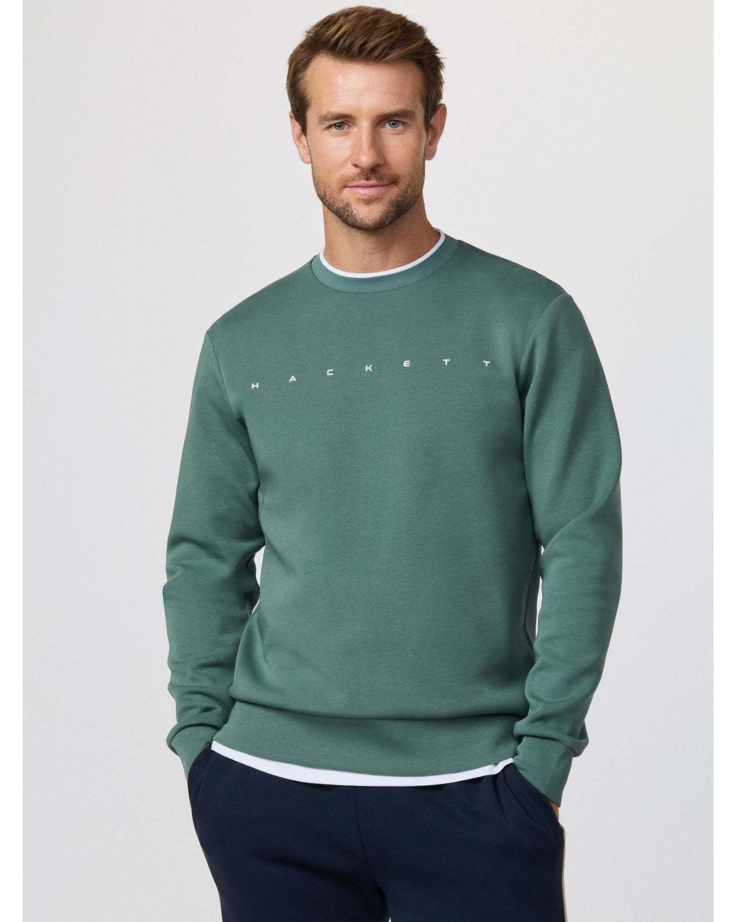 Hackett Sweatshirt Essential Crew in Green für Herren