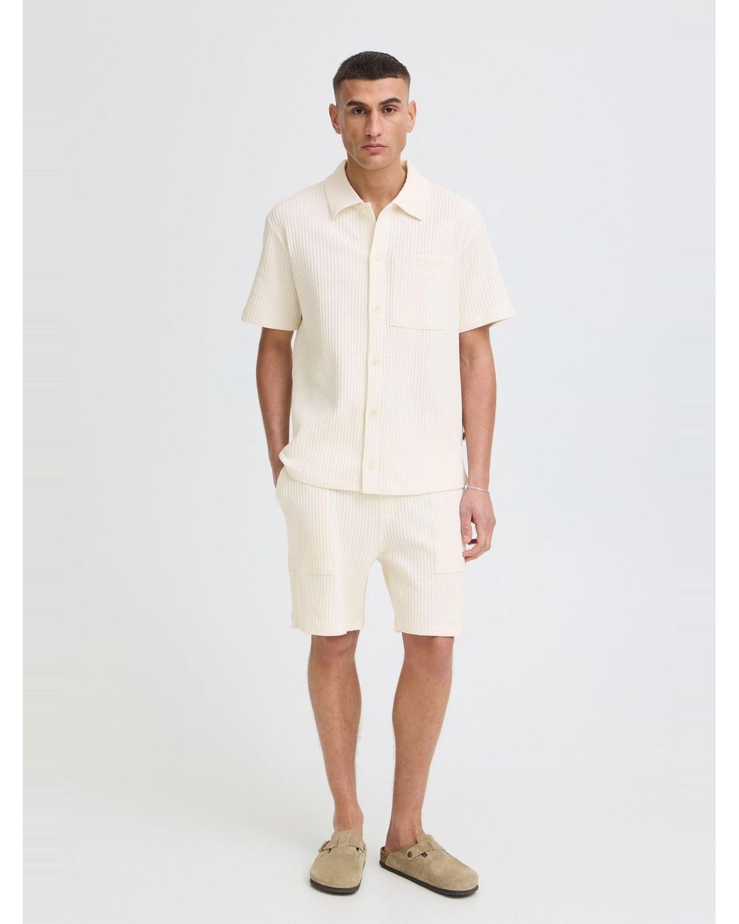 Solid Kurzarmhemd Sdutley in White für Herren