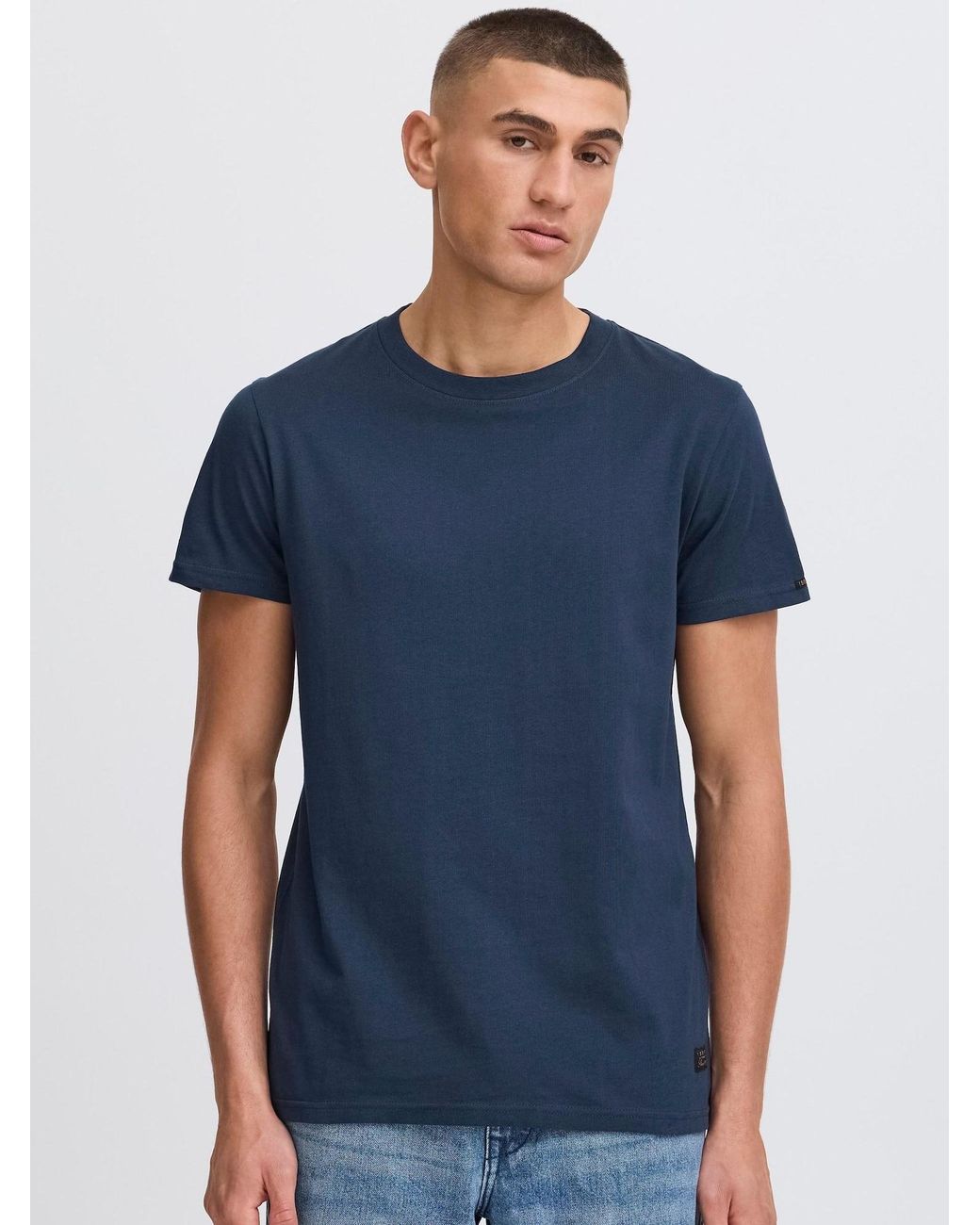 Solid Rundhalsshirt Sdjuan in Blue für Herren