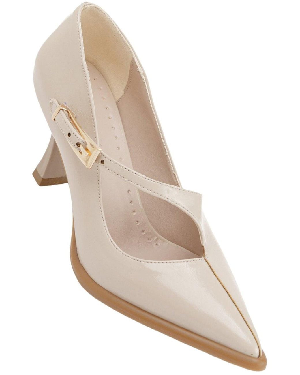 Limoya Natural Pumps Sonja Damenschuhe Mit Ledergürtel, Spitzer Zehenpartie Und 8 Cm Absatz