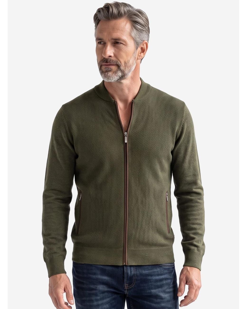 Redmond Strickjacke Basic in Green für Herren