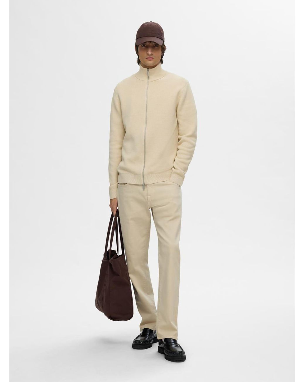 SELECTED Strickjacke Dane in White für Herren