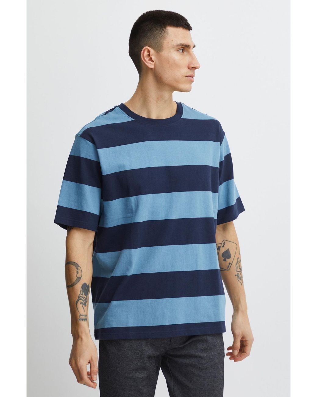 Solid T-Shirt Joey in Blue für Herren