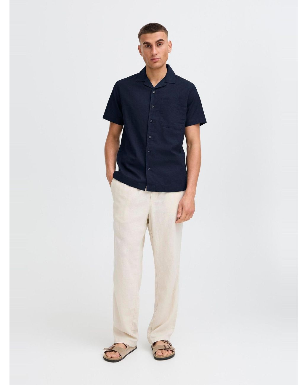 Solid Leinenhemd Sdlitt in Blue für Herren