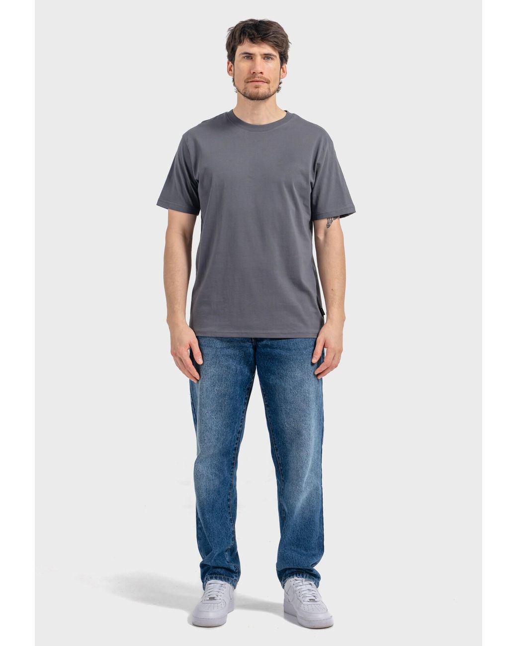 Oldskull T-Shirt Plain Basic in Gray für Herren