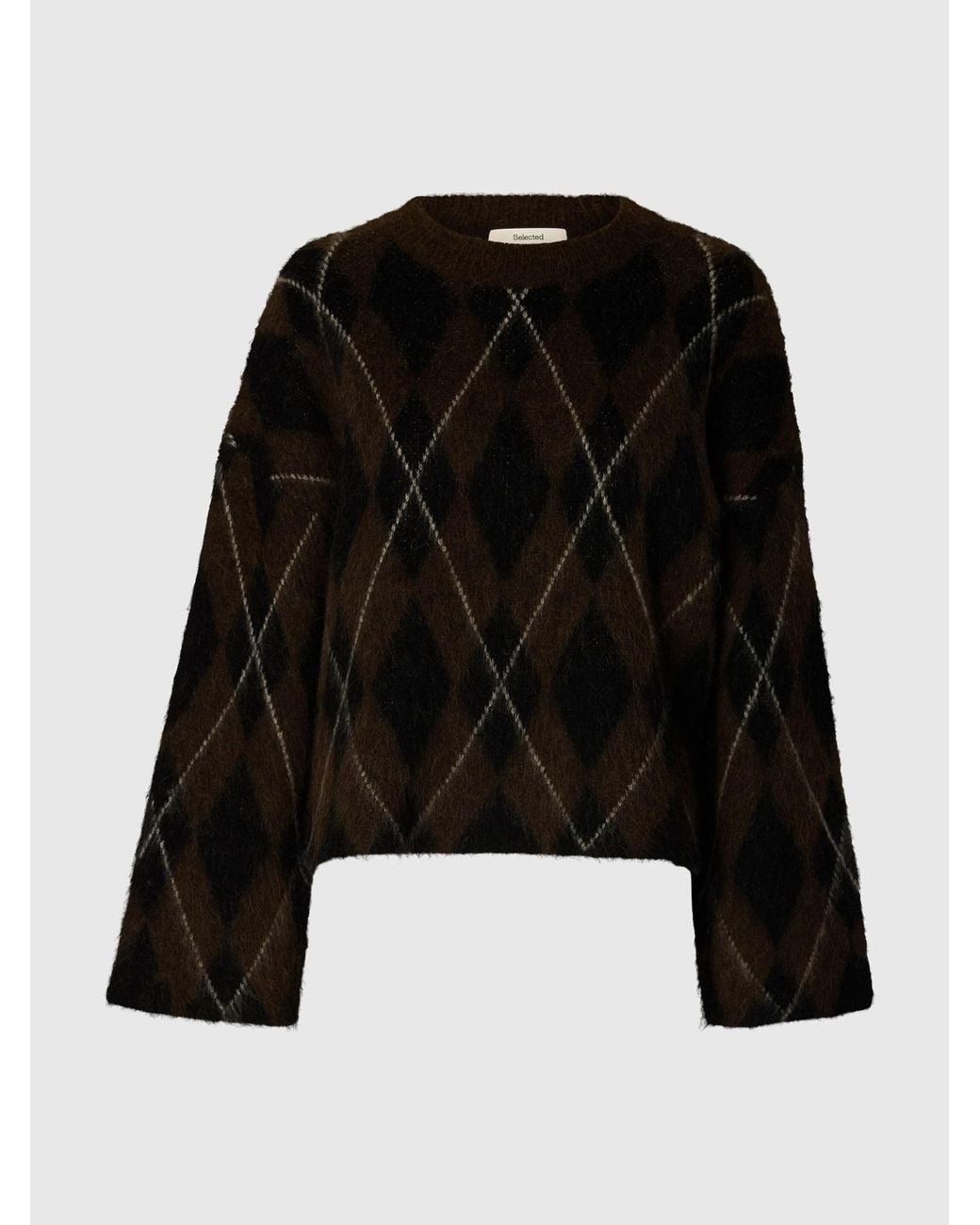 SELECTED Black Pullover Argyle