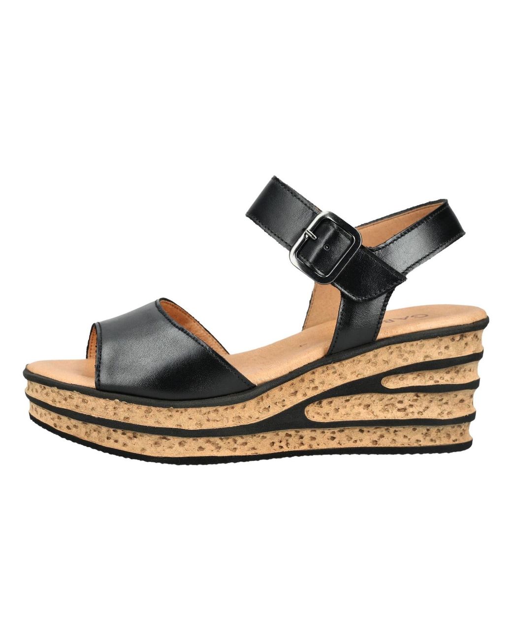 Gabor Black Sandalen Leder Keilsandalette