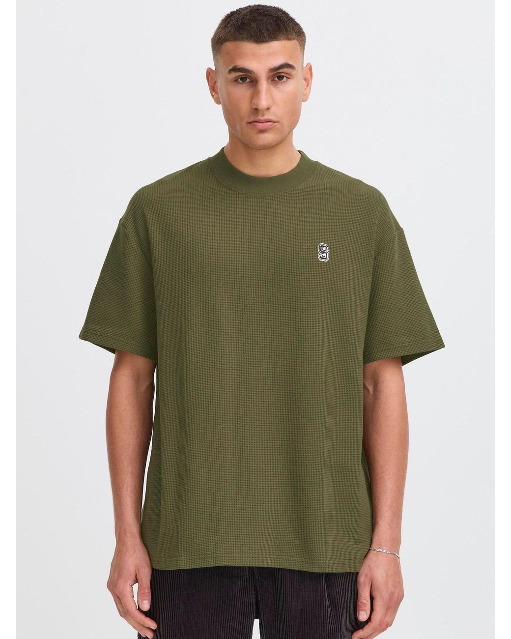 Solid Rundhalsshirt Sdraul in Green für Herren