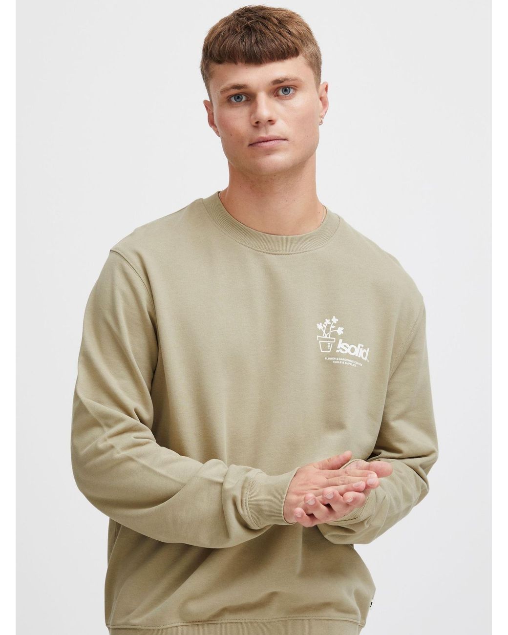 Solid Sweatshirt Imran in Natural für Herren