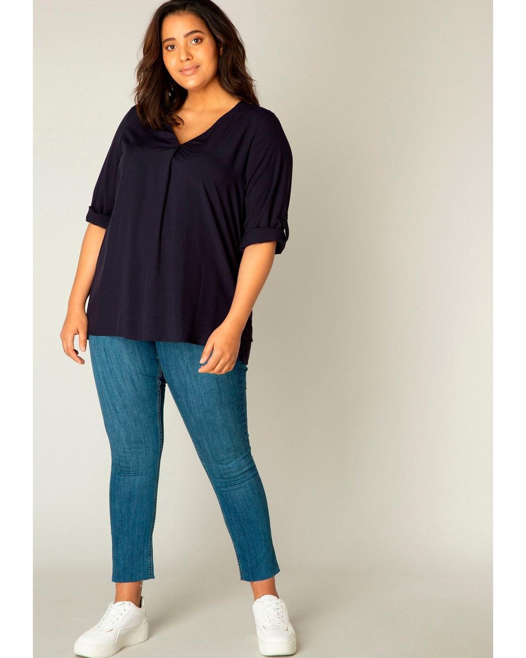 Base Level Curvy Blue Bluse