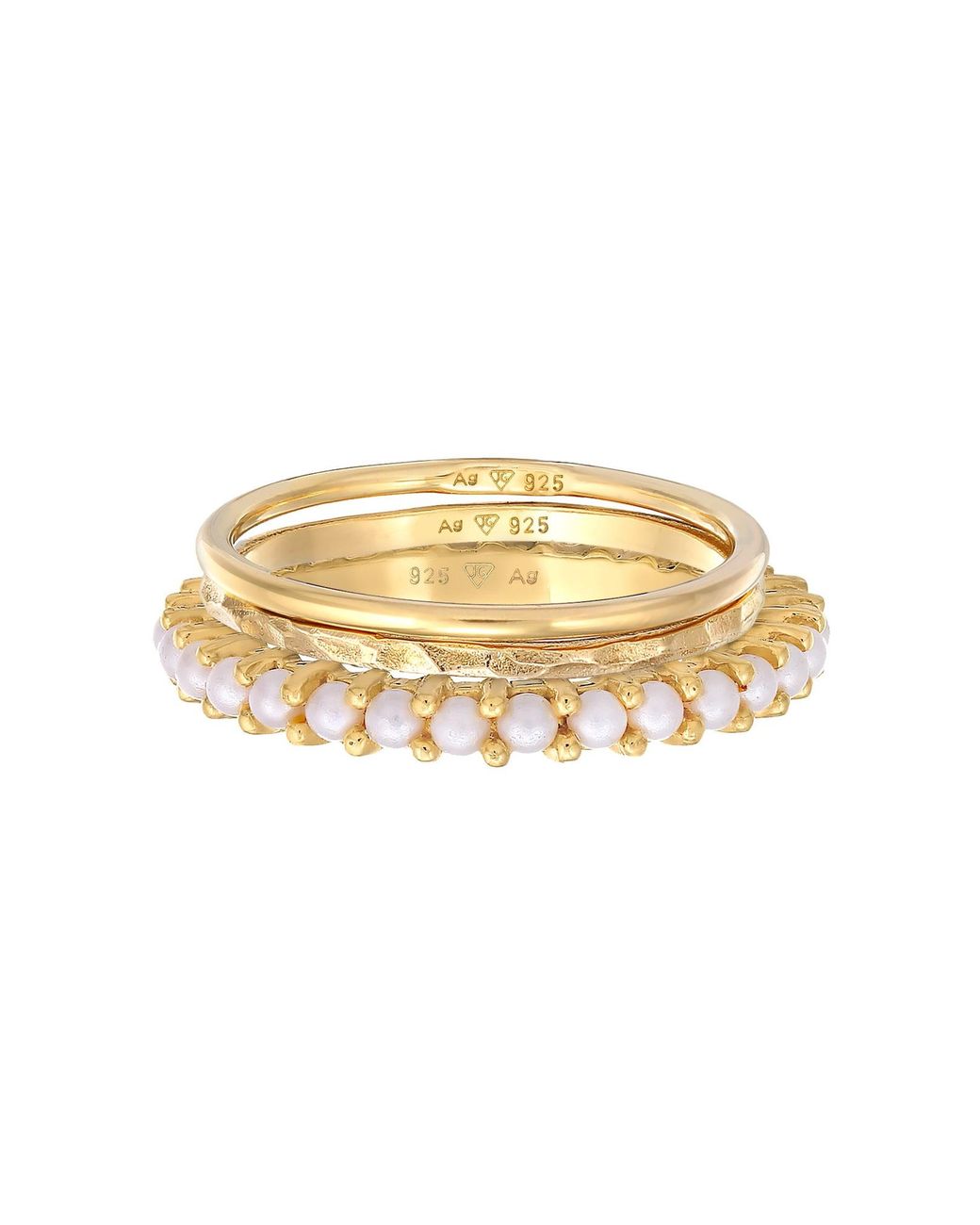 Elli Jewelry Metallic Ring Set Pearl