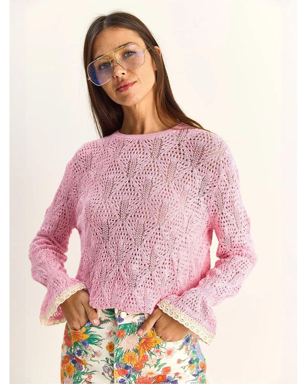 Bianco Lucci Pink Pullover Pullover
