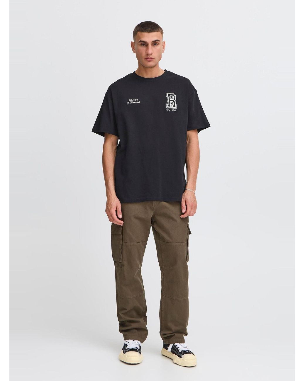 Solid Rundhalsshirt Sdrowdy in Black für Herren