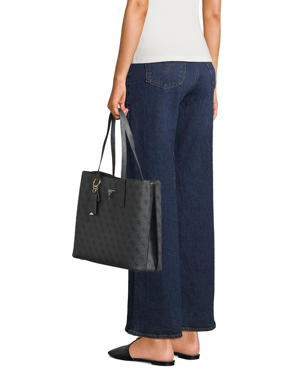 Guess Black Shopper Meridian Ii Girlfriend Tote
