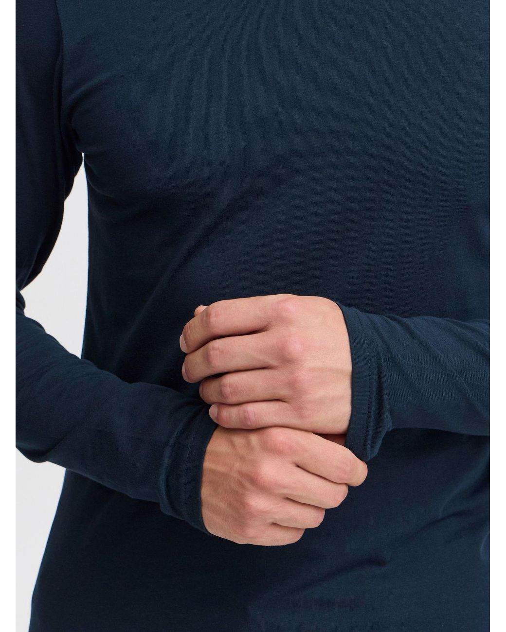 Solid Rundhalsshirt in Blue für Herren