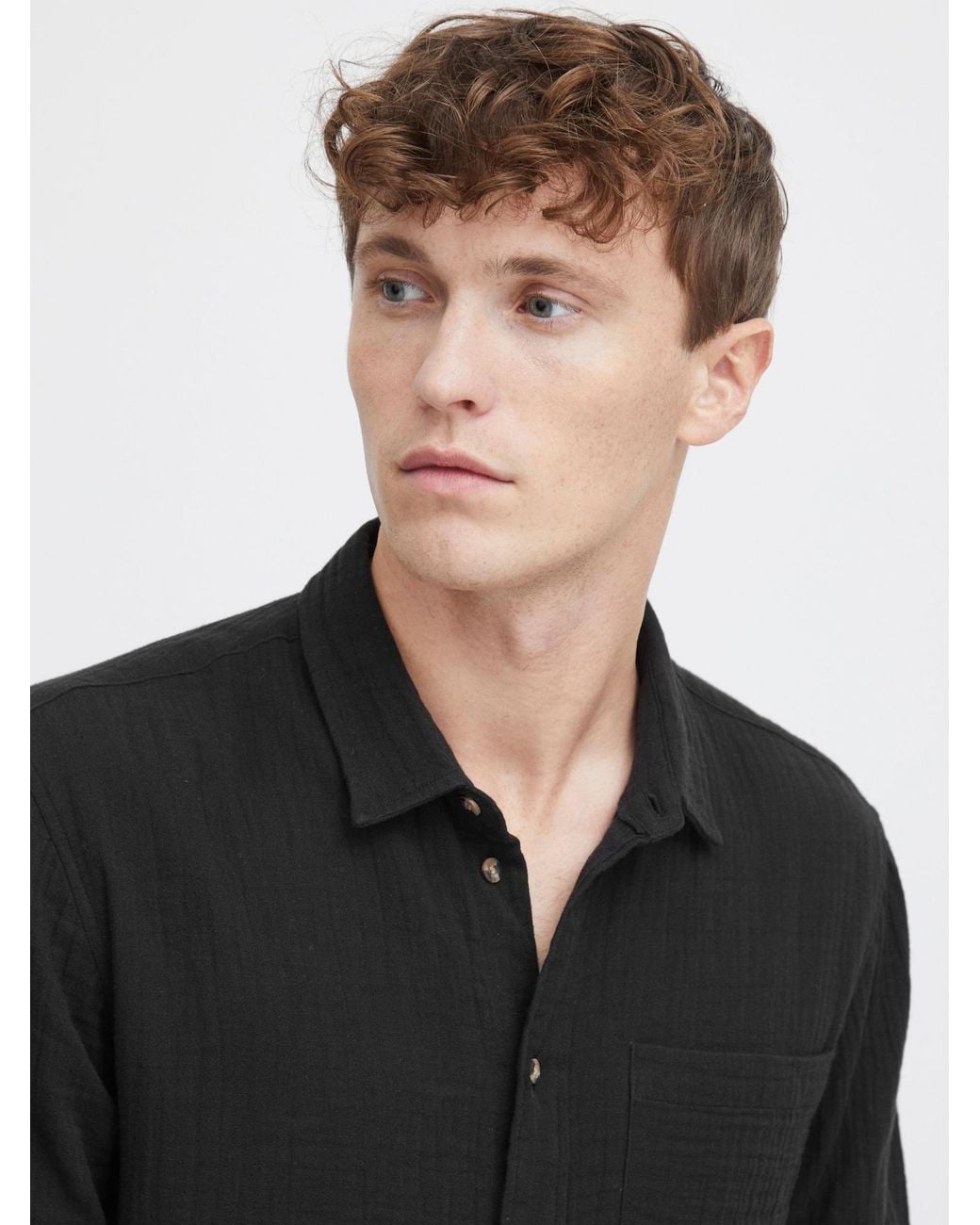 Solid Hemd Lain in Black für Herren