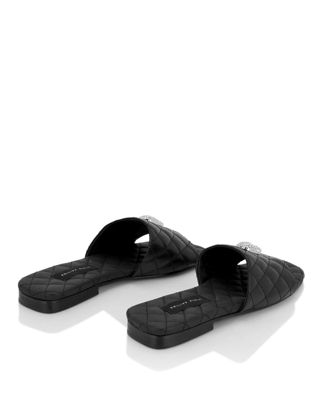 Philipp Plein Black Pantolette Skull