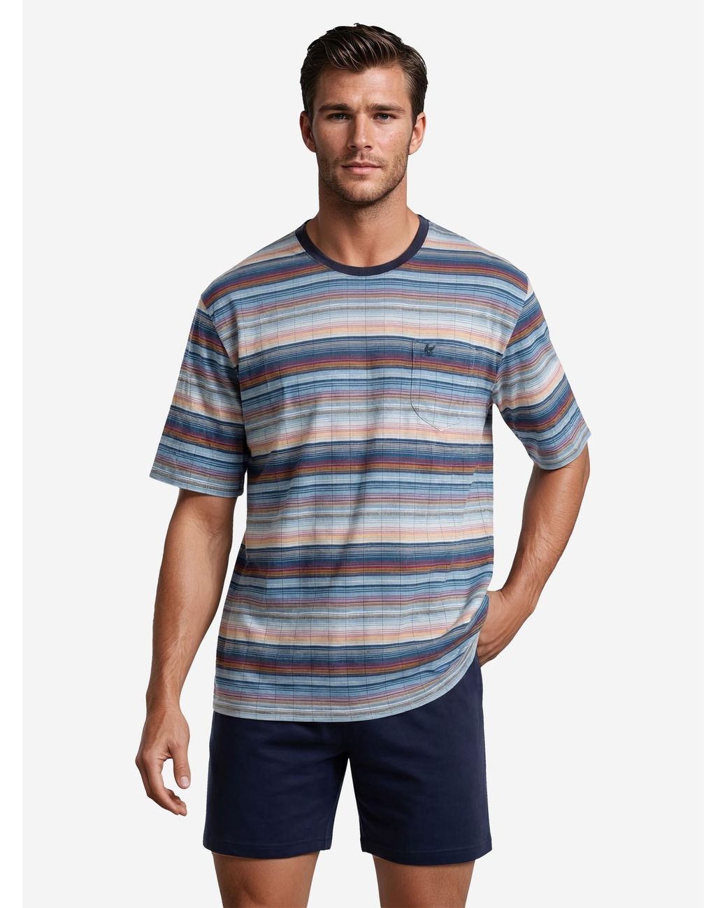 Hajo Pyjama Kurz Klima Komfort in Blue für Herren