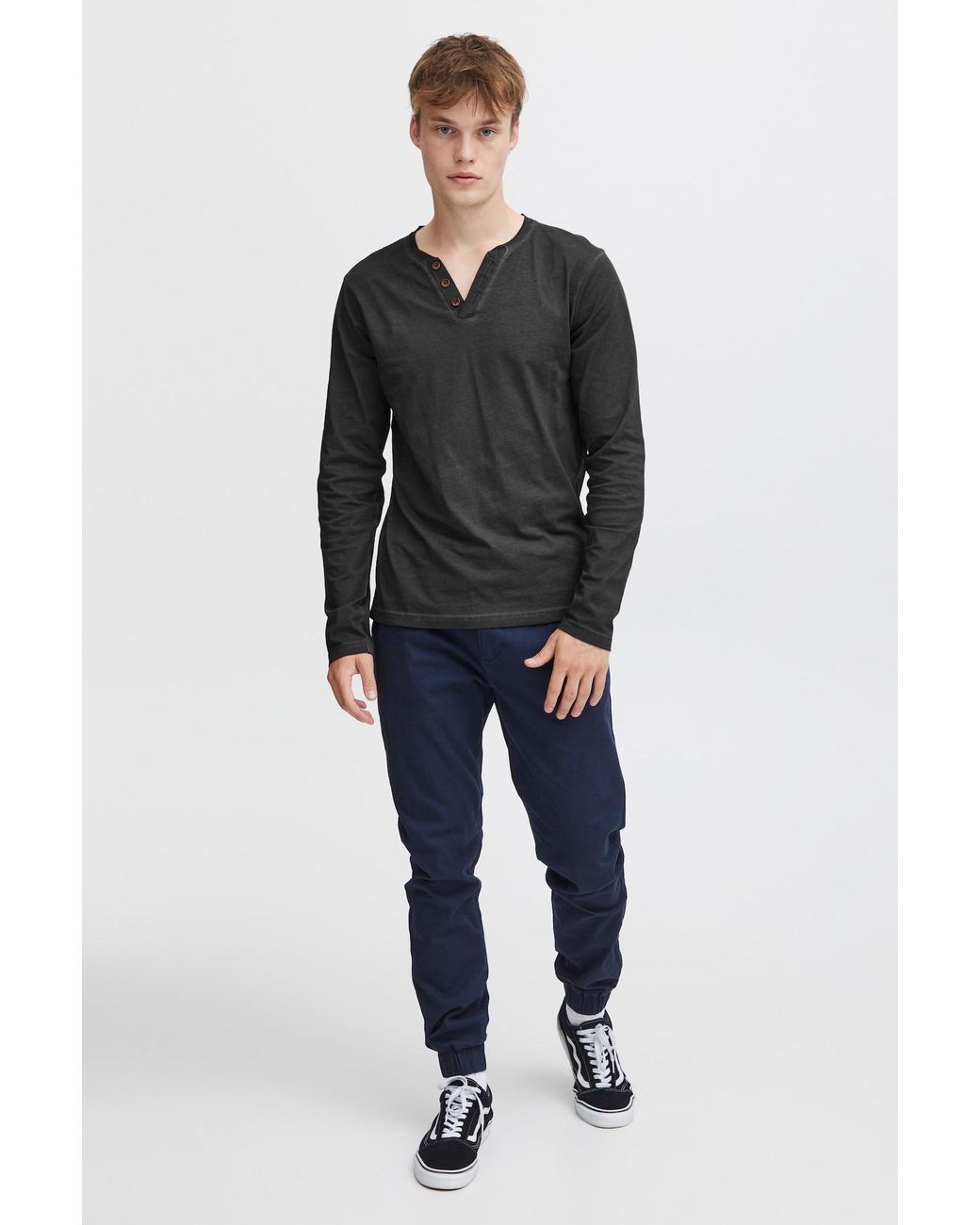 Solid V-Shirt Tinox in Black für Herren