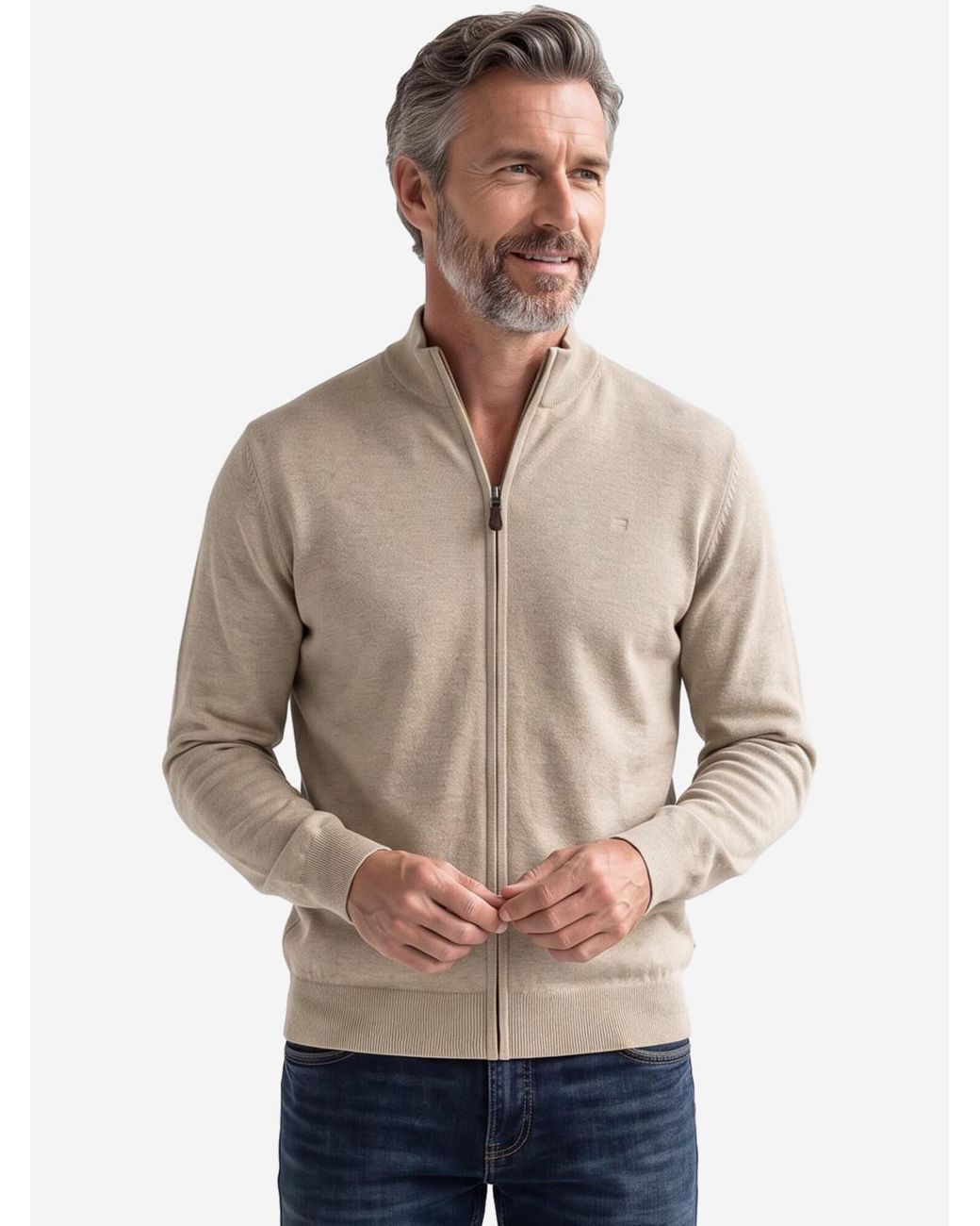 Redmond Strickjacke Basic in Natural für Herren