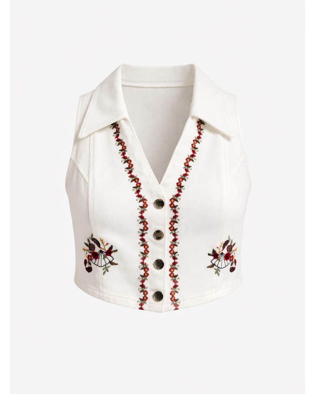 its basic White Its Basic Weste Cropped Denim Waistcoat