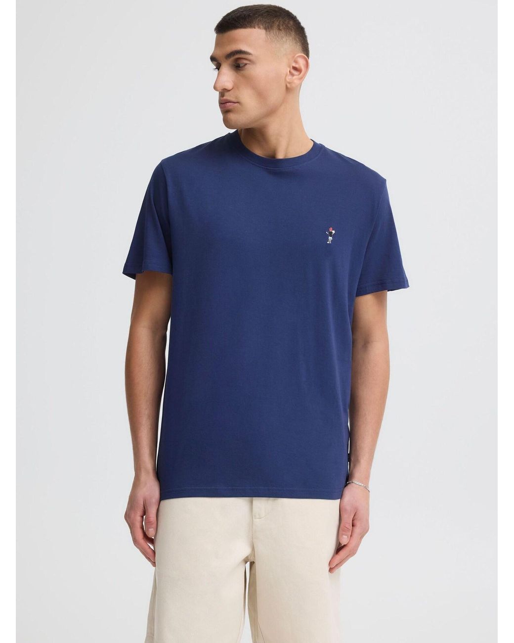 Solid Rundhalsshirt Sduwe in Blue für Herren