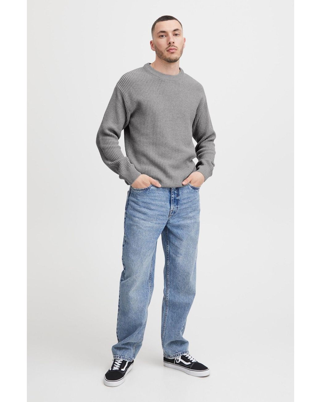 Solid Pullover in Gray für Herren