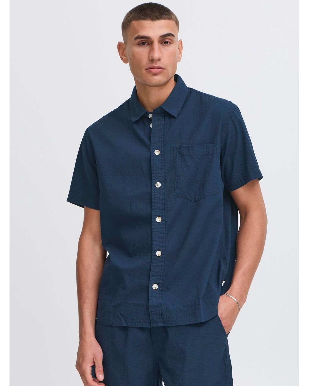 Solid Hemd Sdpalle in Blue für Herren