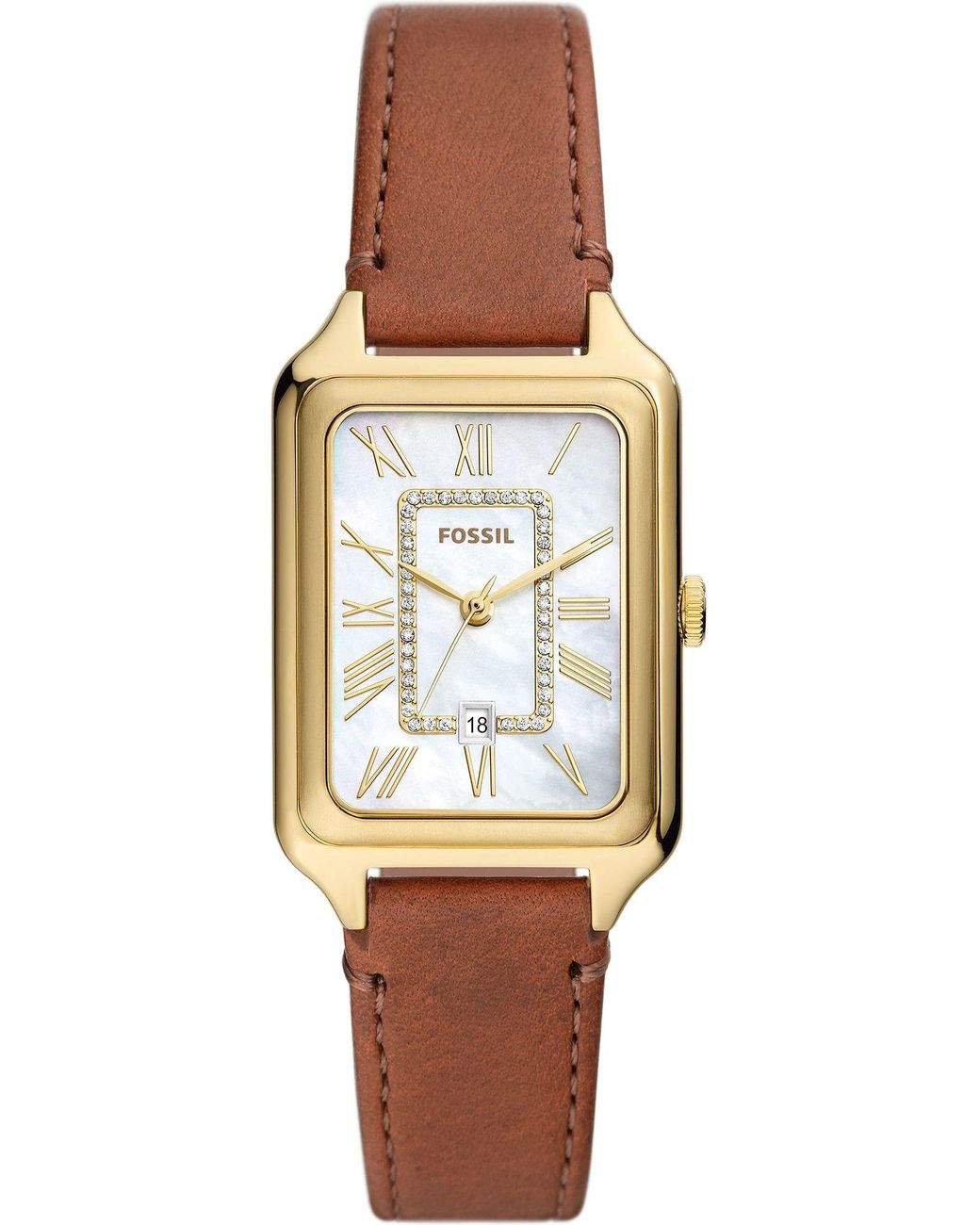 Fossil White Uhr Raquel quarz/3 Zeiger datum Uhrwerk 26mm Gehäusegröße mit einem litehideTM Lederarmband ES5307