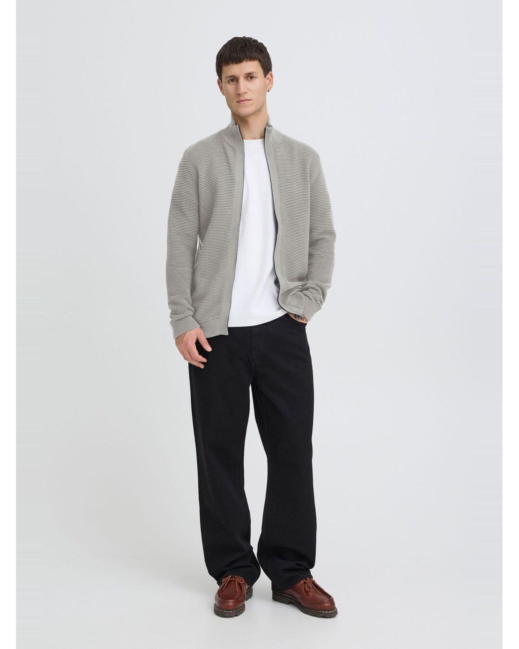 Solid Strickjacke Valencia in Gray für Herren