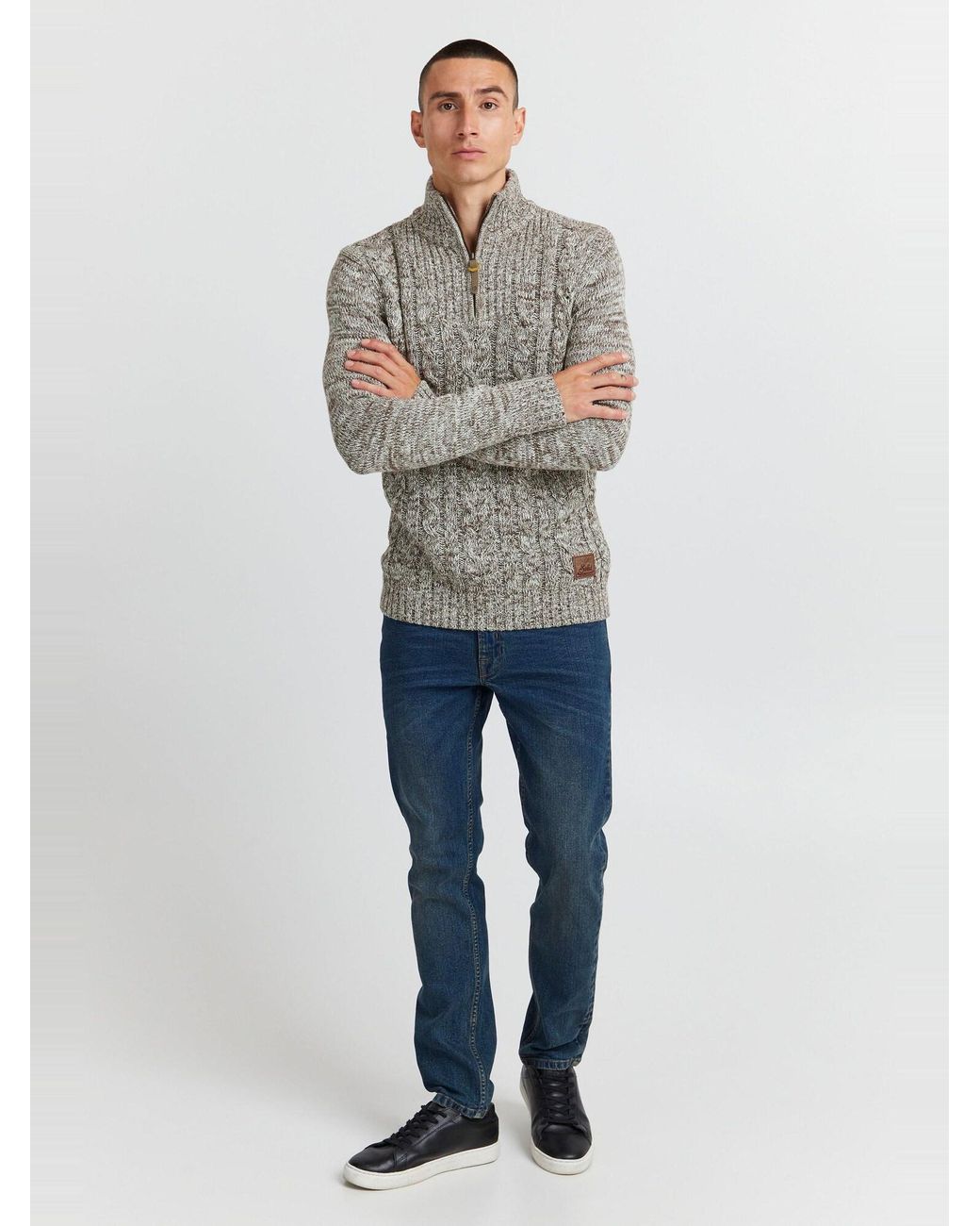 Solid Strickpullover Pankraz in Gray für Herren