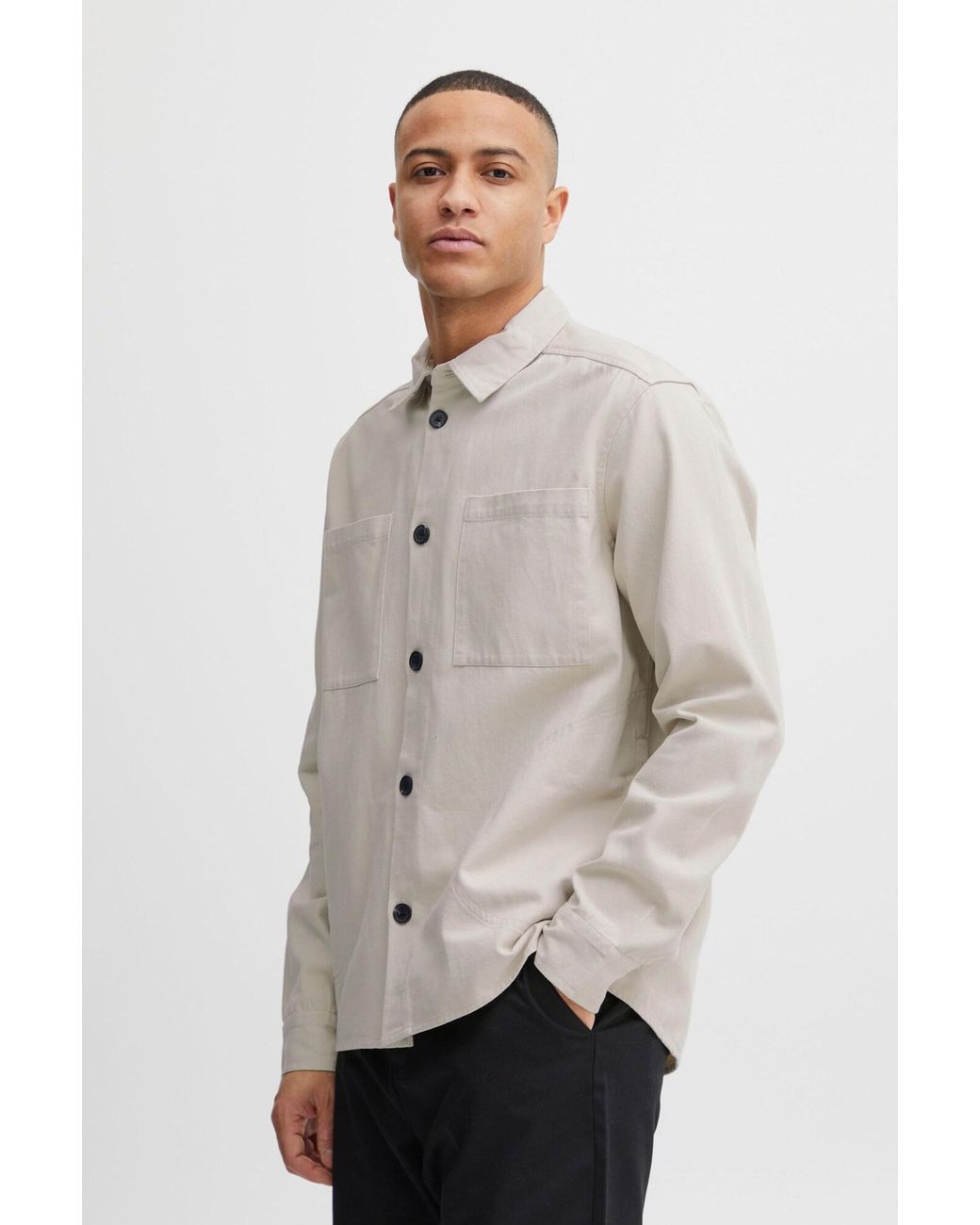 Solid Langarmhemd in Natural für Herren