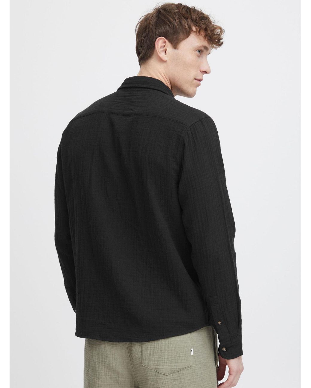 Solid Hemd Lain in Black für Herren