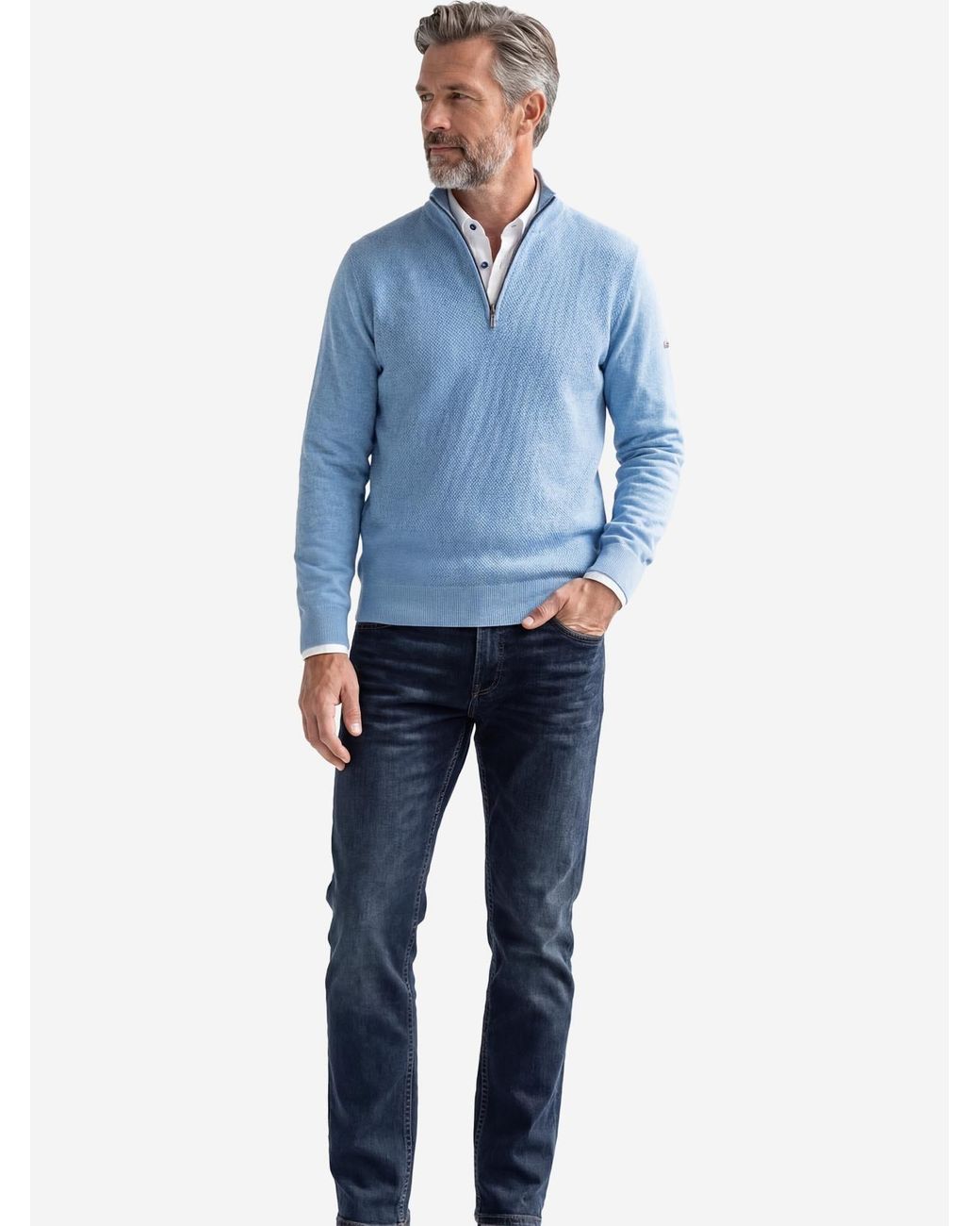 Redmond Pullover Basic in Blue für Herren