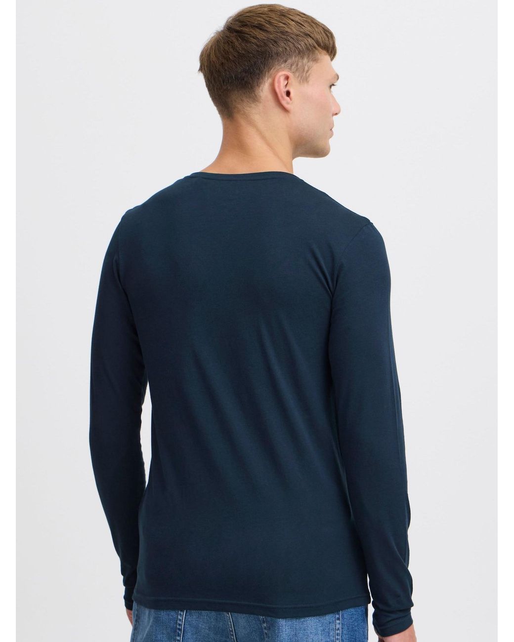 Solid Rundhalsshirt in Blue für Herren