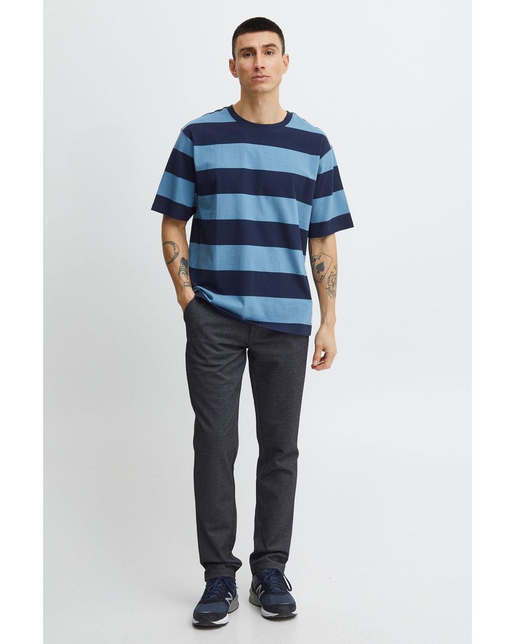 Solid T-Shirt Joey in Blue für Herren