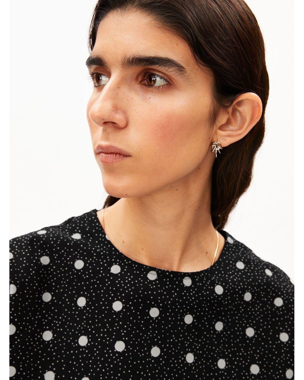 ARMEDANGELS Black Bluse Dot Drawstring