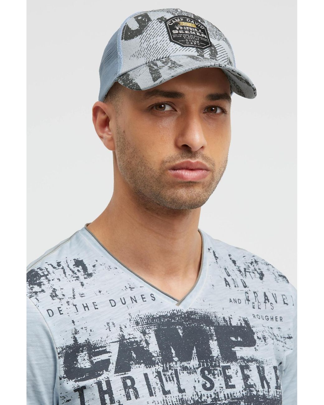 Camp David Trucker Cap Mit All Over Print Und Patch in Metallic für Herren
