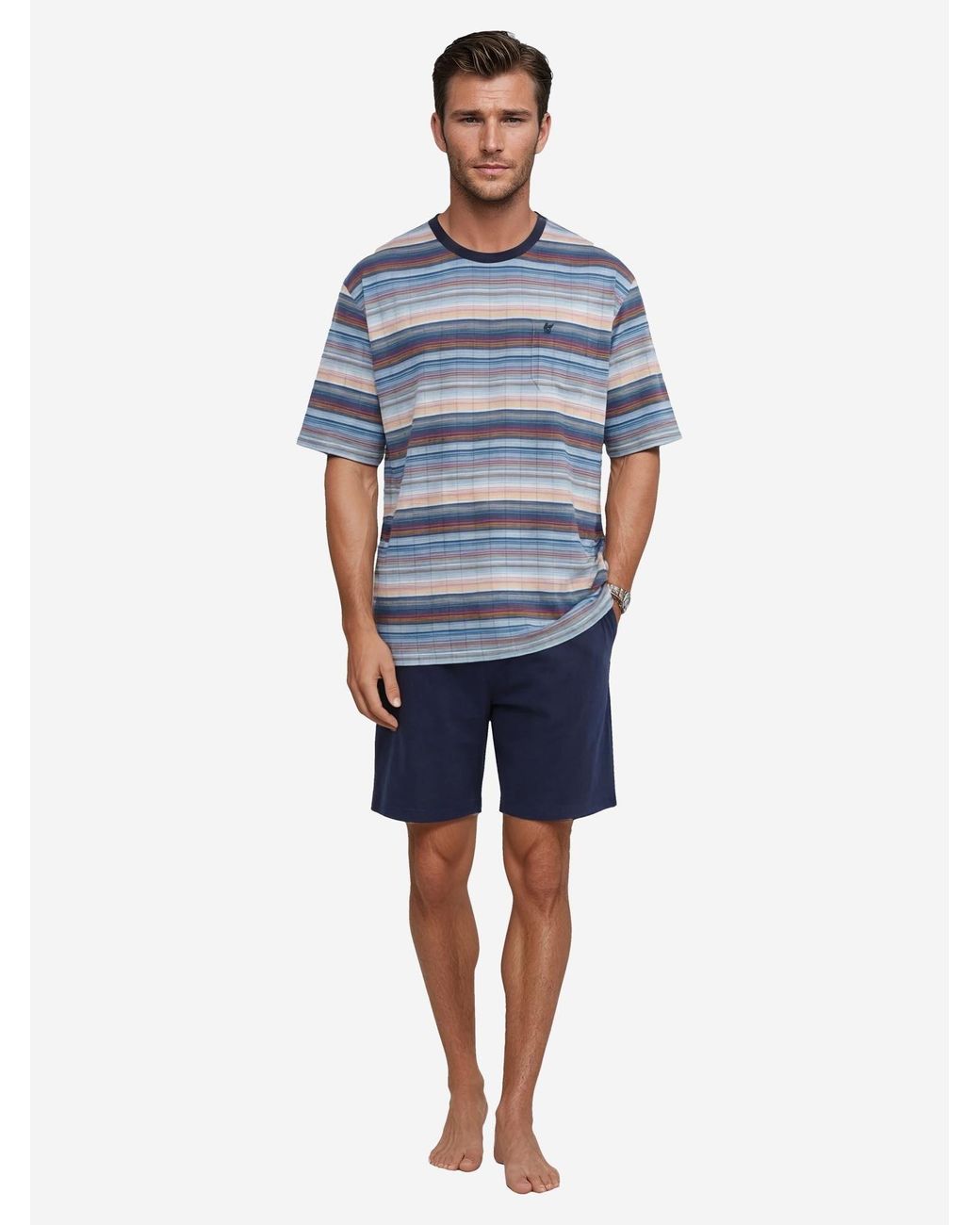 Hajo Pyjama Kurz Klima Komfort in Blue für Herren