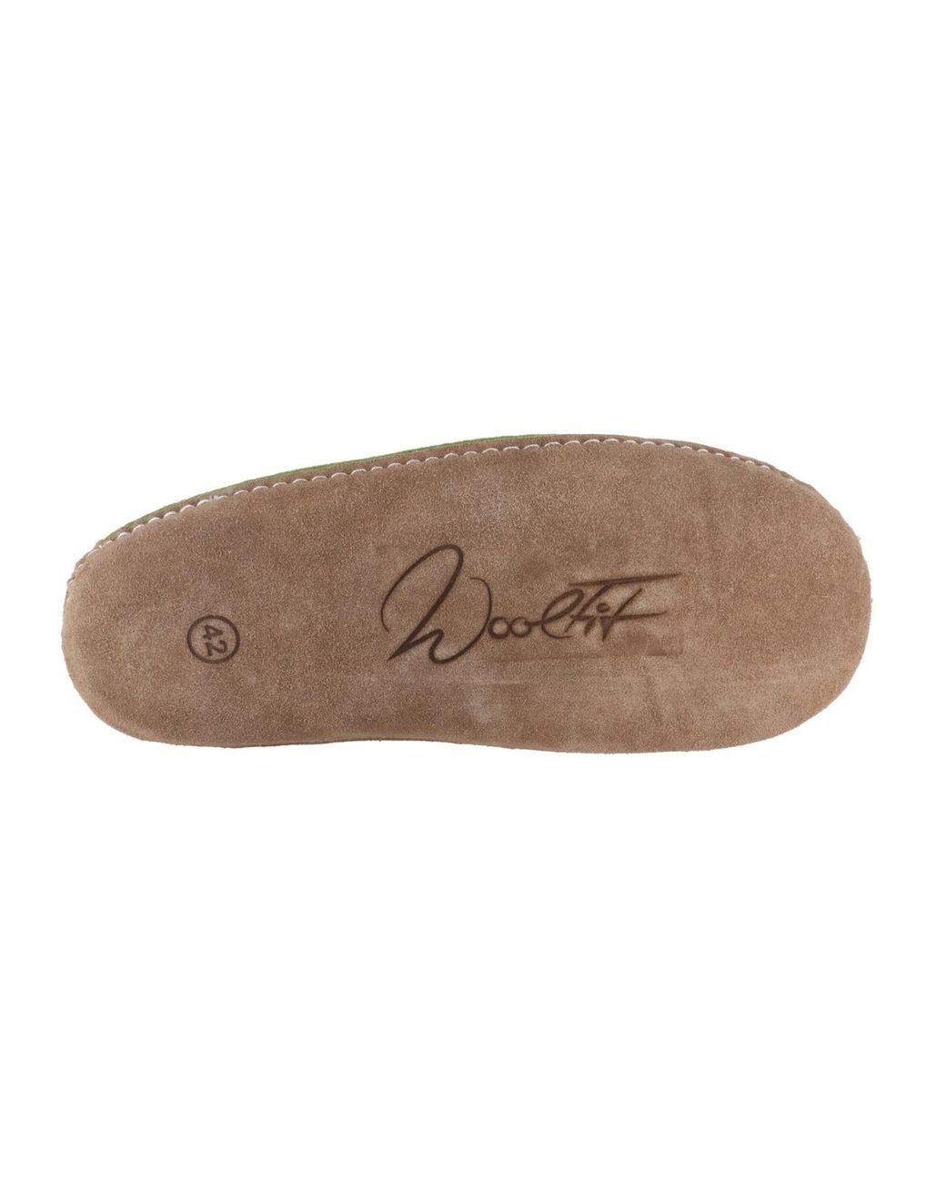 WoolFit Green Hausschuh Footprint Mit Ledersohle