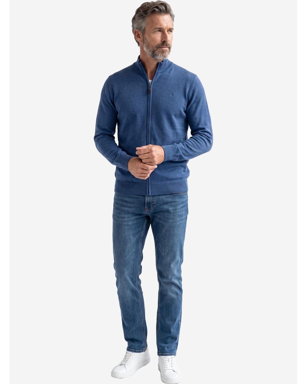 Redmond Strickjacke Basic in Blue für Herren