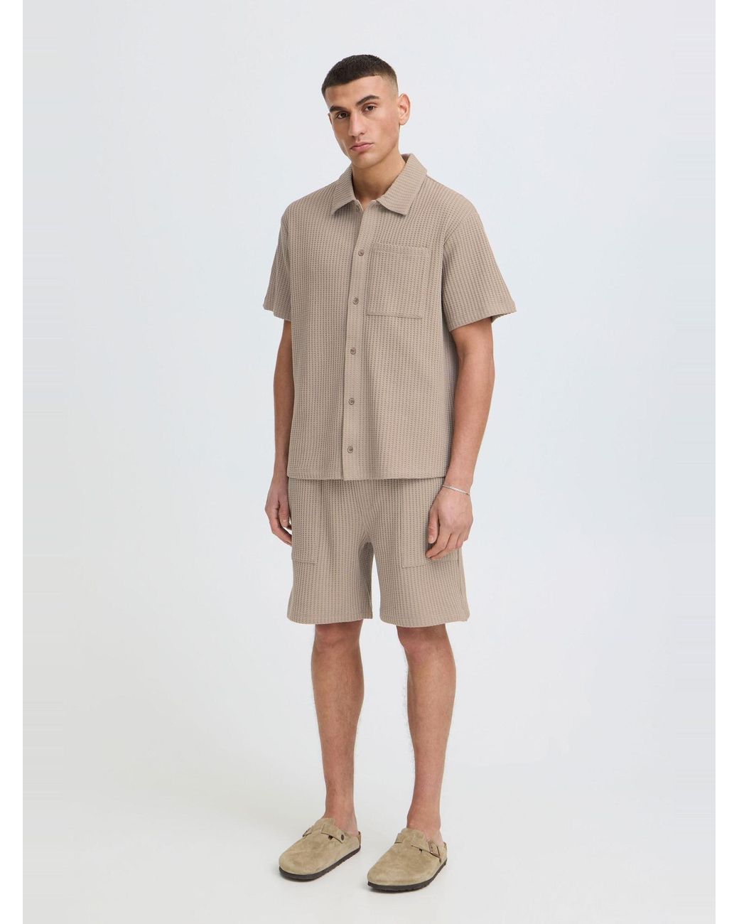 Solid Kurzarmhemd Sdutley in Natural für Herren