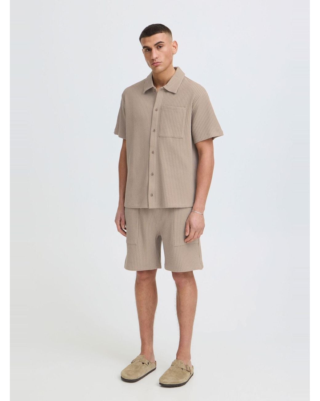 Solid Kurzarmhemd Sdutley in Natural für Herren