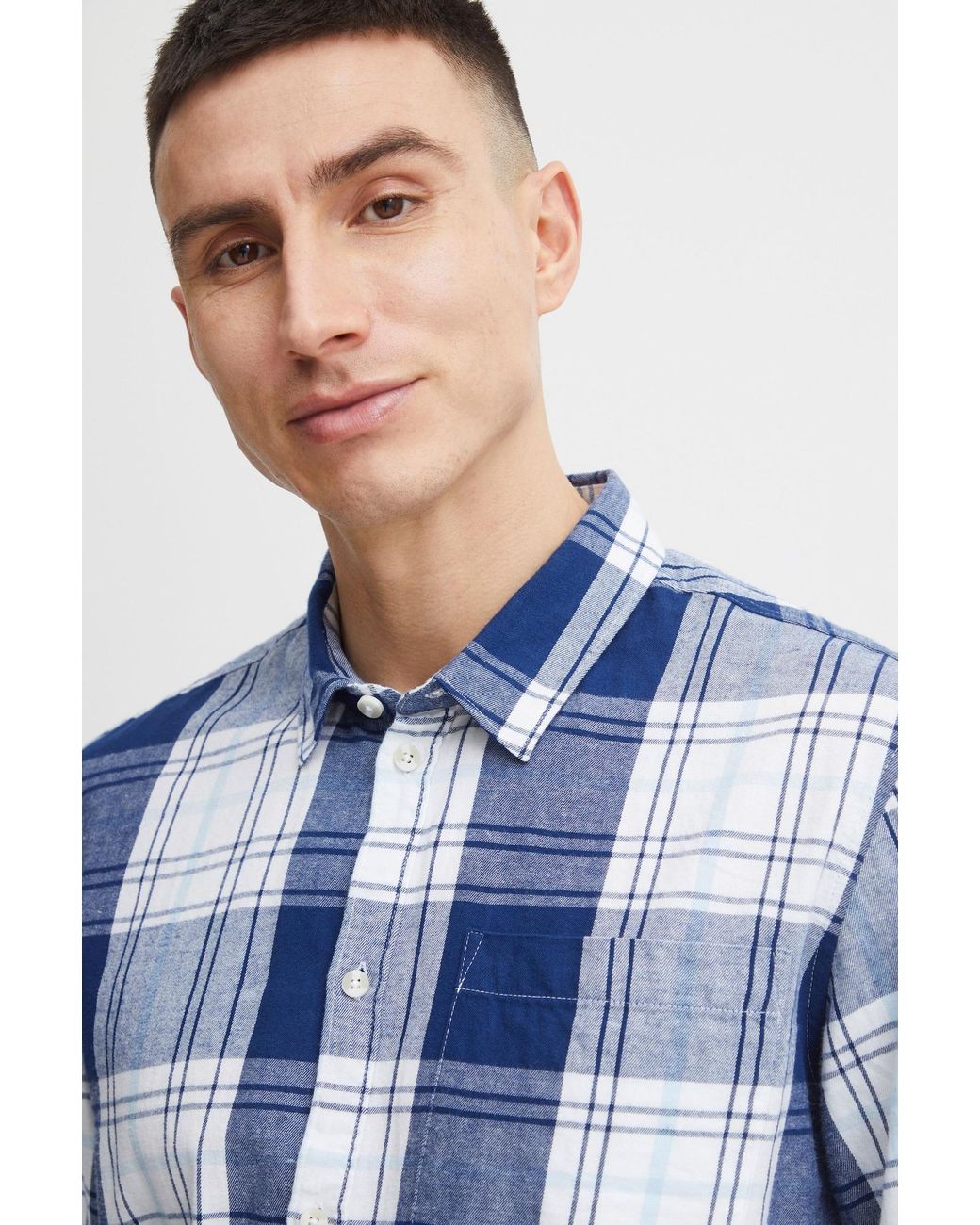 Solid Langarmhemd 'esdras' in Blue für Herren