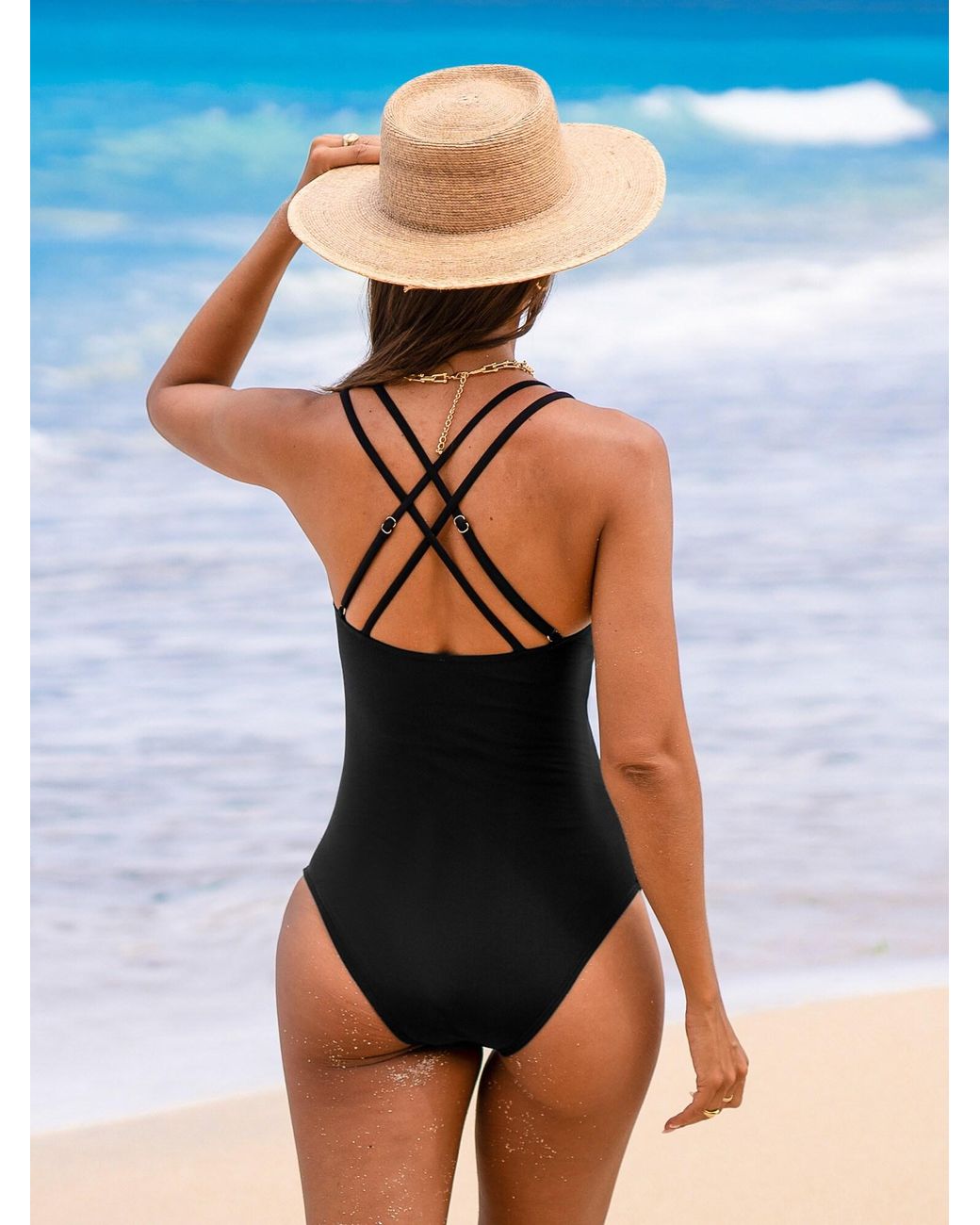 CUPSHE Black Badeanzug