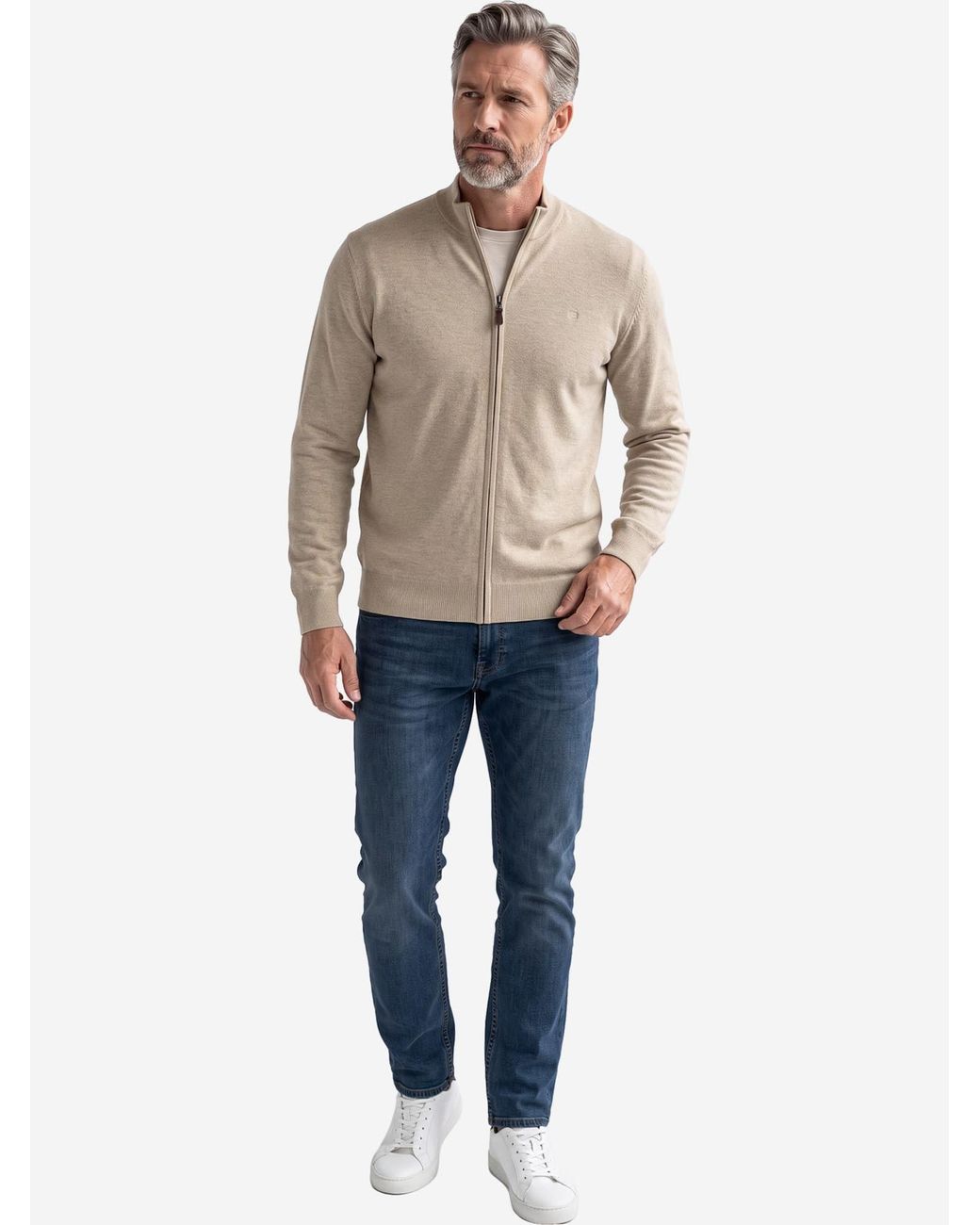 Redmond Strickjacke Basic in Natural für Herren