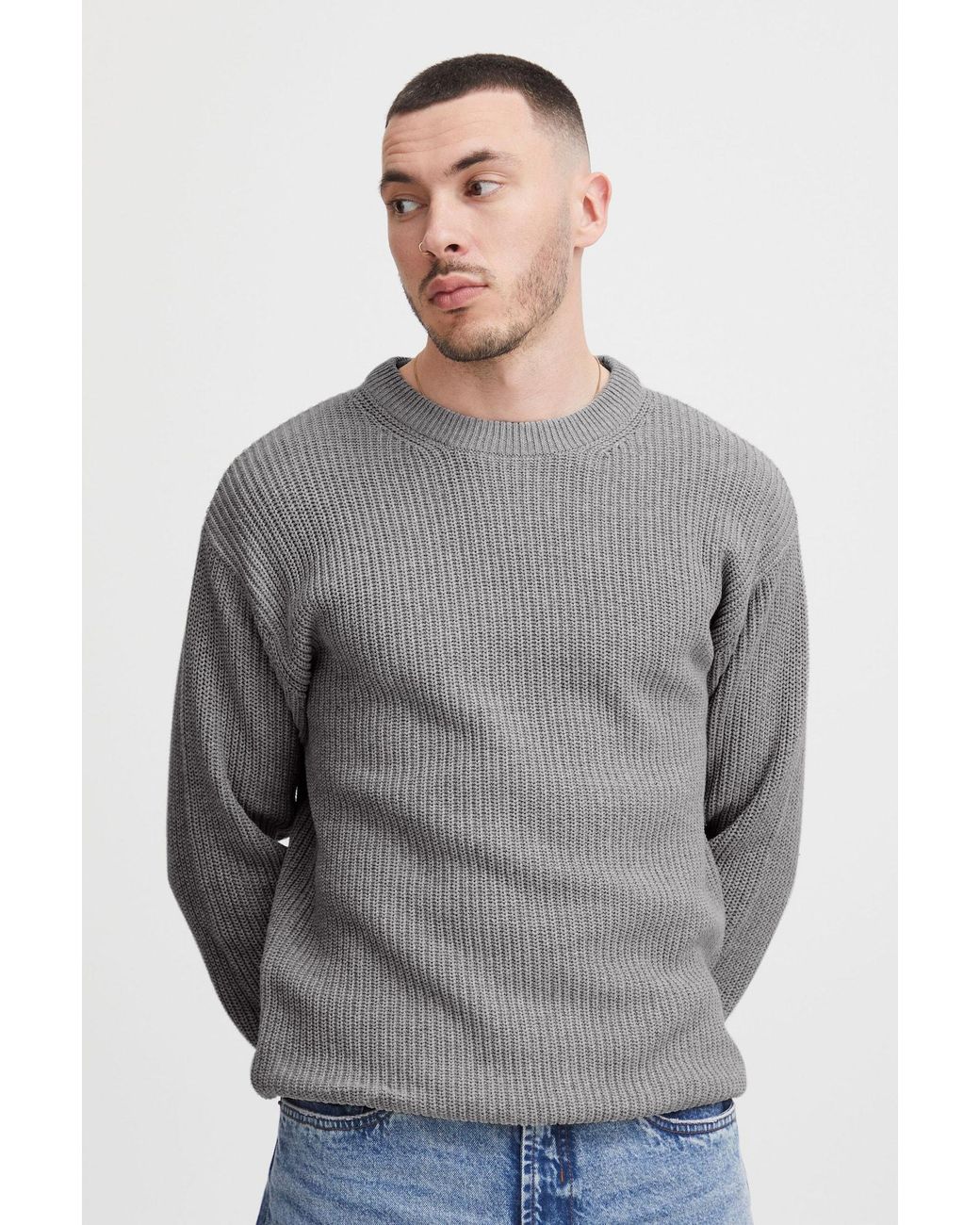 Solid Pullover in Gray für Herren