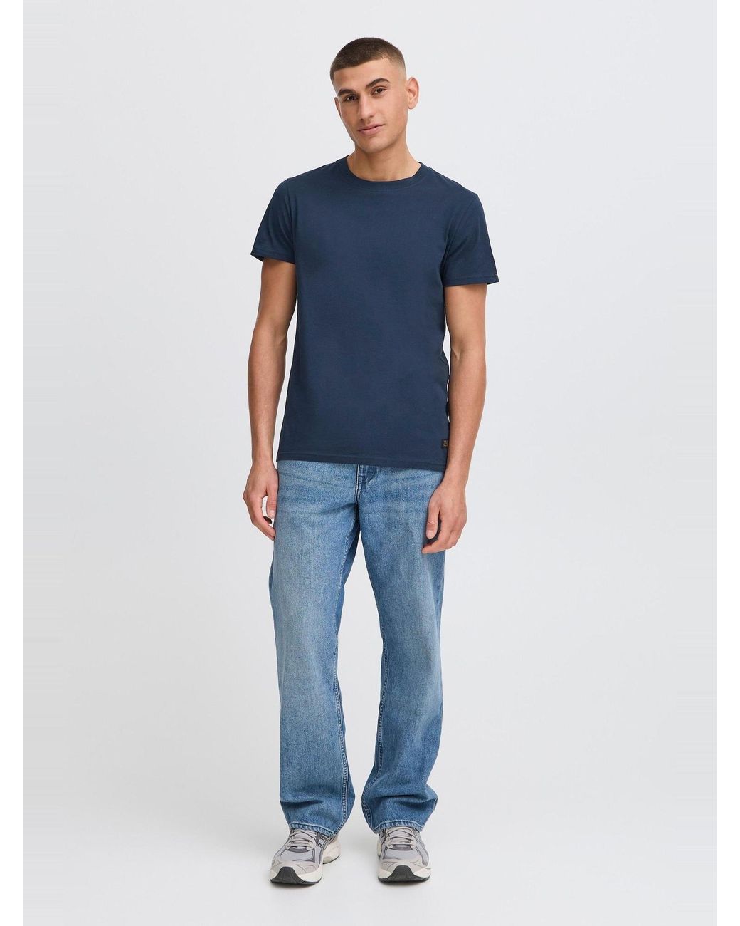 Solid Rundhalsshirt Sdjuan in Blue für Herren