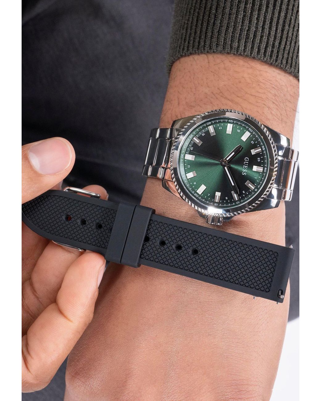 Guess Uhr Champ in Green für Herren