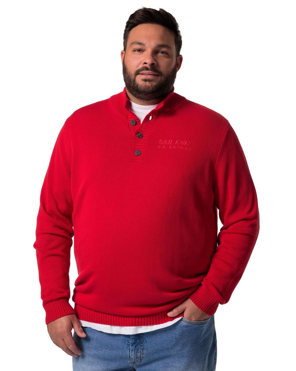 Men Plus Pullover in Red für Herren